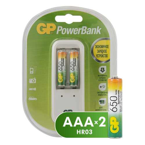 Зарядное устройство + аккумуляторы GP GPPB410GS65-2CR3 AAA 2 шт. 650 mAh в ТехноПорт